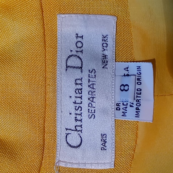 Vintage Christian Dior Linen Blazer Yellow Size 8 - Picture 14 of 16